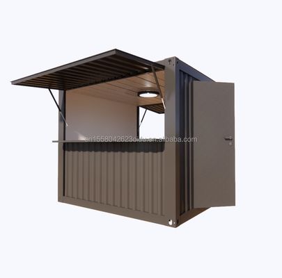 Заказный современный дизайн кофейного киоска 10ft Контейнерный стиль с окнами из алюминиевого сплава и открытым стальным ключом