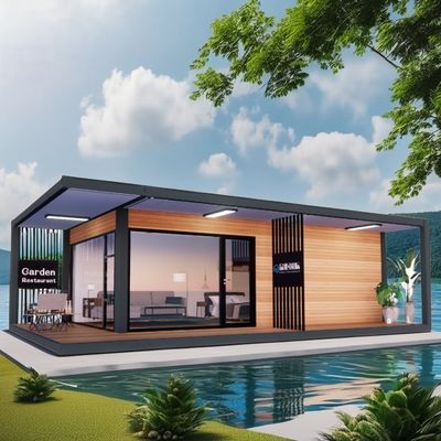 Современный дизайн 20ft/40ft сборный контейнерный дом с деревянным стеклянным домом
