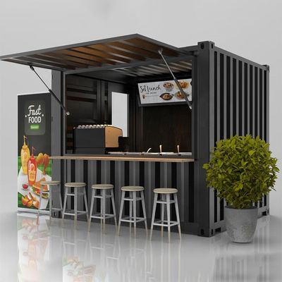 Основное сооружение 20ft Container Coffee Bar Fast Food Mini Pop-up Shop Кафе дома с оцинкованными стальными квадратными трубками