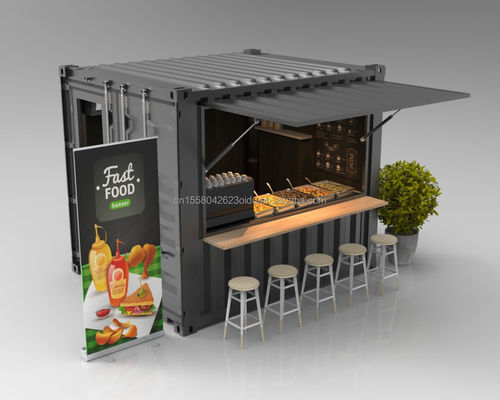 Основное сооружение 20ft Container Coffee Bar Fast Food Mini Pop-up Shop Кафе дома с оцинкованными стальными квадратными трубками