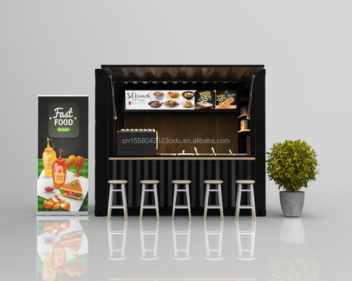 Основное сооружение 20ft Container Coffee Bar Fast Food Mini Pop-up Shop Кафе дома с оцинкованными стальными квадратными трубками