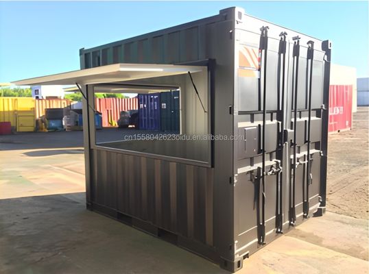 Основное сооружение 20ft Container Coffee Bar Fast Food Mini Pop-up Shop Кафе дома с оцинкованными стальными квадратными трубками
