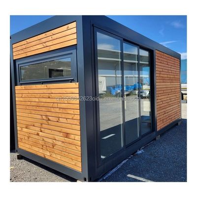 20 FT настраиваемый современный стальной контейнерный дом с наружным деревянным контейнером и окнами из алюминиевого сплава