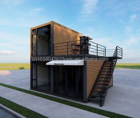40ft 20ft Deluxe спальня Большое стеклянное студио Движимое деревянное здание Стены 50/75/100 мм Волновая сэндвичная панель