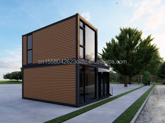 40ft 20ft Deluxe спальня Большое стеклянное студио Движимое деревянное здание Стены 50/75/100 мм Волновая сэндвичная панель