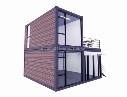 40ft 20ft Deluxe спальня Большое стеклянное студио Движимое деревянное здание Стены 50/75/100 мм Волновая сэндвичная панель