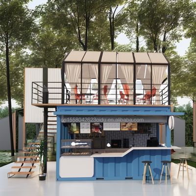 20ft Flat Pack Container Modern Design Steel Prefabricated Mobile Home Coffee Bar Shop с террасой и наружным применением