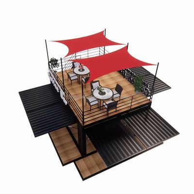 Магазин 20ft Park BBQ Container Мобильный портативный сборка Кофейный бар Деревянный дом с 50/75/100 мм волновой сэндвич панель стен