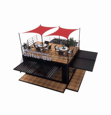 Магазин 20ft Park BBQ Container Мобильный портативный сборка Кофейный бар Деревянный дом с 50/75/100 мм волновой сэндвич панель стен