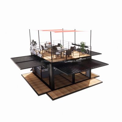 Магазин 20ft Park BBQ Container Мобильный портативный сборка Кофейный бар Деревянный дом с 50/75/100 мм волновой сэндвич панель стен
