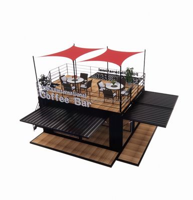 Магазин 20ft Park BBQ Container Мобильный портативный сборка Кофейный бар Деревянный дом с 50/75/100 мм волновой сэндвич панель стен