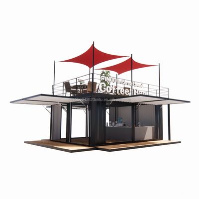 Магазин 20ft Park BBQ Container Мобильный портативный сборка Кофейный бар Деревянный дом с 50/75/100 мм волновой сэндвич панель стен
