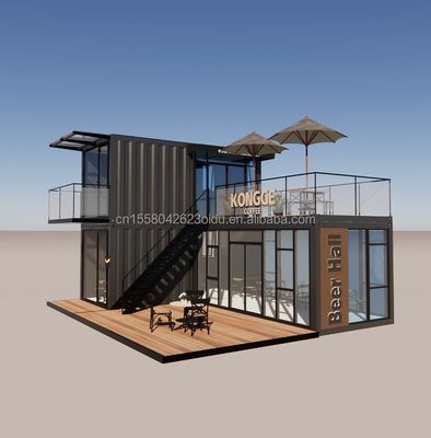 Закальцинированный стальной изгибающий контейнер Кофе-магазин 40ft сборный дом Строительство дизайн для стальной рамы отеля