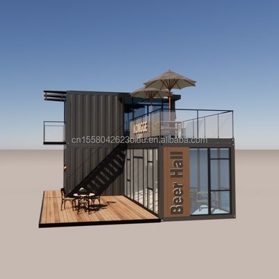 Закальцинированный стальной изгибающий контейнер Кофе-магазин 40ft сборный дом Строительство дизайн для стальной рамы отеля