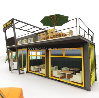 Ресторан на открытом воздухе Кафе Бар Контейнерный дом 40FT Современный дизайн с оцинкованными стальными квадратными трубами
