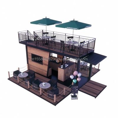20ft Pop Up Container Bar And Coffee Shop Модульный подвижный удобный магазин Стальная рама с оцинкованной стальной изгибой