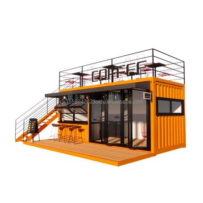 EU 20ft Food Stall Второй этаж Контейнерный кофейню Построен с оцинкованными стальными квадратными трубками и стальной структурой