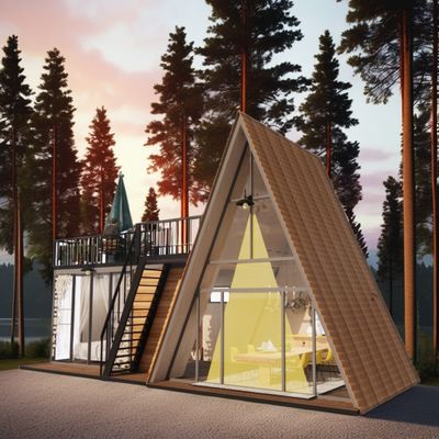 Гостиничный курорт Prefab Container House с одной спальней ванной кухней и двери с бутербродом в современной треугольной форме