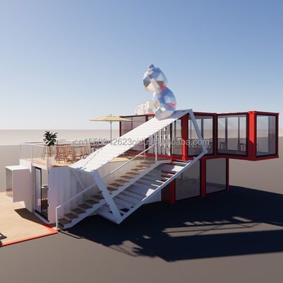 20ft Deluxe Container Store Большой пол стеклянный крошечный дом индивидуальные кабинки виллы с 50/75/100 мм волнами сэндвич панели стен